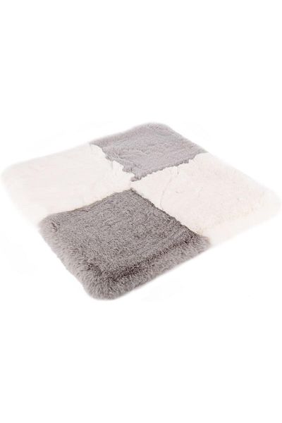 AKDC Fur Cusion Cover 45Cm X 45Cm X 1Cm Gray, White
