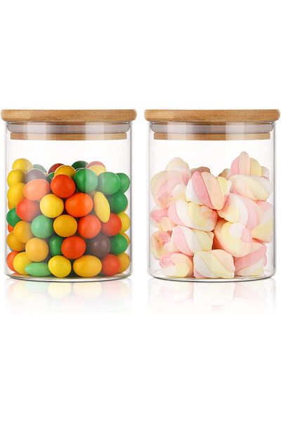AKDC Glass Canisters for Coffee and Sugar, 600ml, Set of 2, Airtight Lids