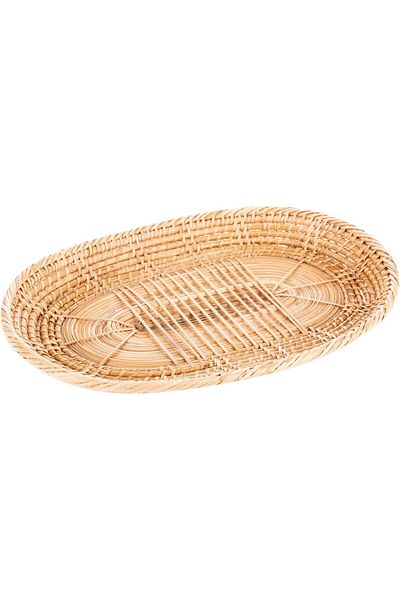 AKDC Reed Tray Oval L L(17CM) XW(25CM) XH(2CM) Light Brown