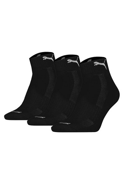 Puma Unisex Quartersocken, 3er Pack - Cushioned Quarter 3P, Logo, einfarbig