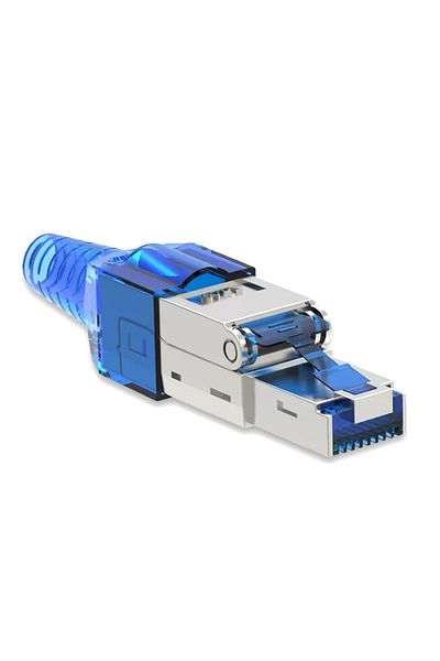 ZoeRax 10 قطع من موصلات Cat6a باللون الأزرق، 10 قطع من موصلات Rj45 Cat8 Cat7 Cat6a، بدون أدوات، مصنوعة من سبائك الزنك ومحمية من الإيثرنت