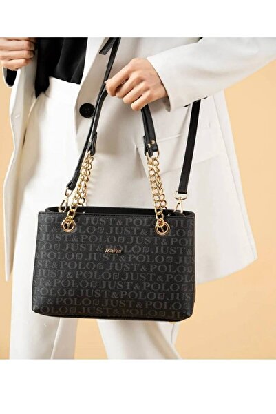 Just Polo حقيبة كتف نسائية بنية من جست بولو مع سلسلة قابلة للتعديل بحزام طويل...