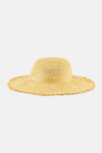 Bebe Women Textured Hat, Yellow