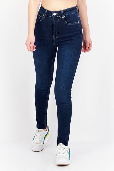 NA-KD Women Skinny Fit Dark Wash Stretchable Denim, Navy