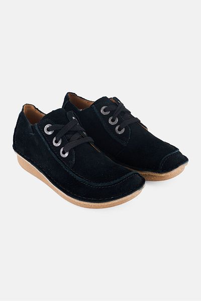 CLARKS Women Standard Funny Dream Lace Up Suede Shoes, Black