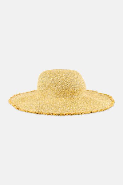 Bebe Women Textured Hat, Yellow