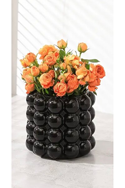 PICCOLA VITA Vază modernă din beton lucios de culoare neagră |   Suport pentr...