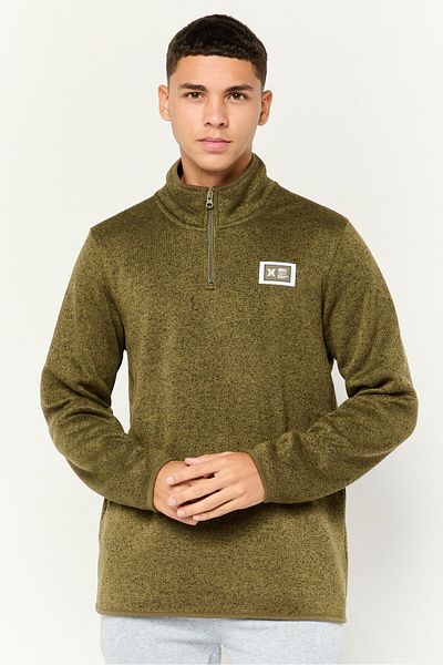 Hurley Men Mock Neck Brand Logo Long Sleeve Sweatshirt, Dark Olive