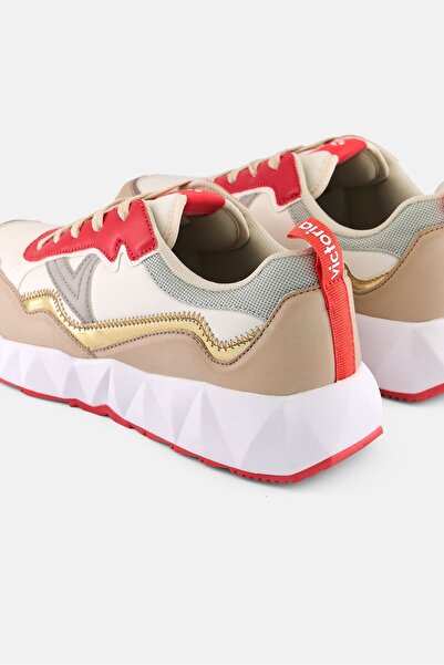 Victoria Women Lace Up Casual Sneakers, Beige