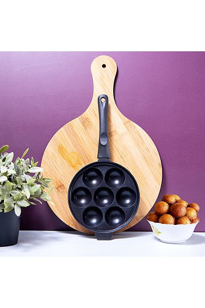 ROYALFORD Aluminium Appam Maker - Nonstick Cast Aluminum Alloy Baking Tray with 7 Pieces