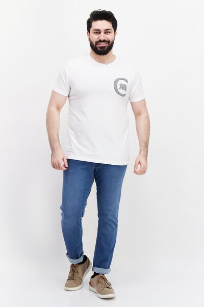 Cerruti 1881 Men Round Neck Short Sleeve Brand Logo T-Shirts, White