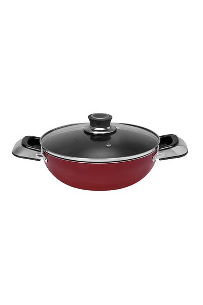 ROYALFORD RF2948 Aluminium Wok Pan with Glass Lid | 26 CM