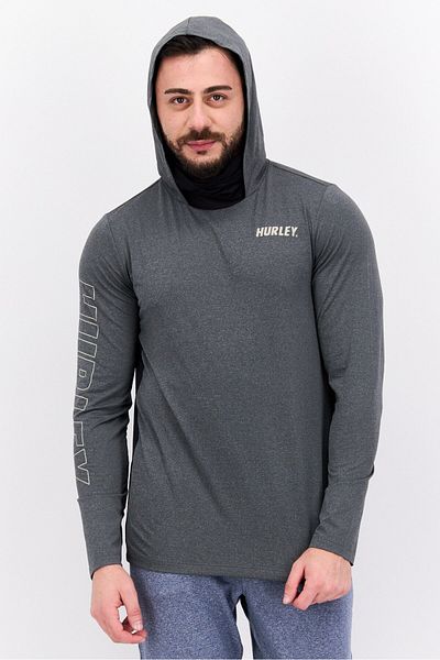 Hurley Men Sportswear Fit Long Sleeve Training Hood, Grey