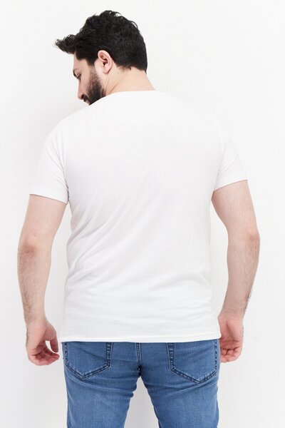 Cerruti 1881 Men Round Neck Short Sleeve Brand Logo T-Shirts, White