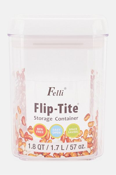 Felli Flip Tite Storage Container 1700 Ml, White/transparent
