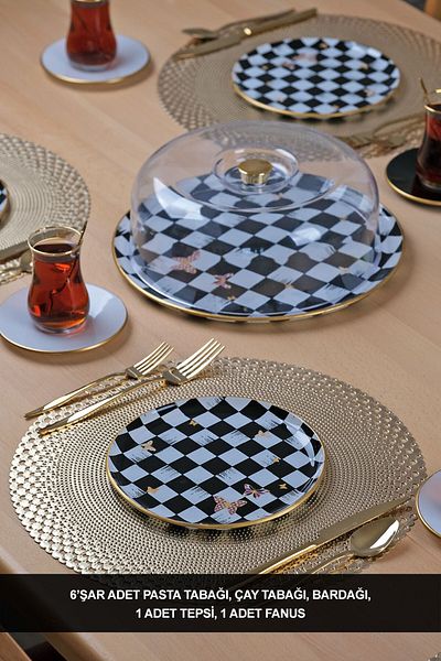 Glore Emma Gilded 6-Person 19 Piece Cake Tea Set Breakfast Set
