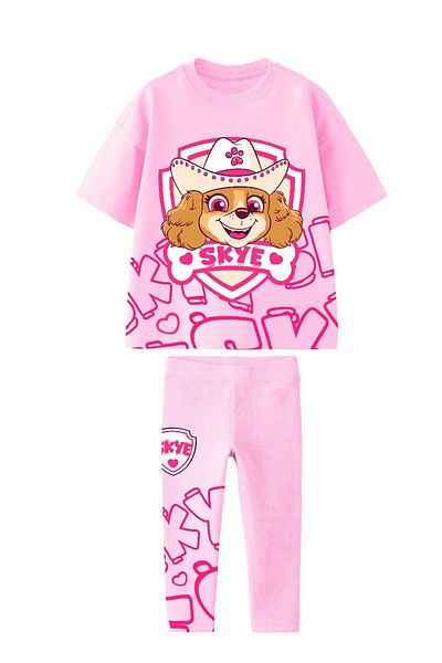 Lolliboomkids Fată 100% bumbac drăguț pălărie câine imprimat tricou jambiere fund top set 2 piese