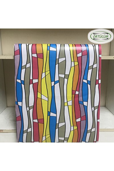 Örtücüm Renkli Vitray Desenli Kendinden Yapışkanlı Cam Folyo Filmi Balkon Kaplama Ofis Duşakabin 45 cm x 1 m