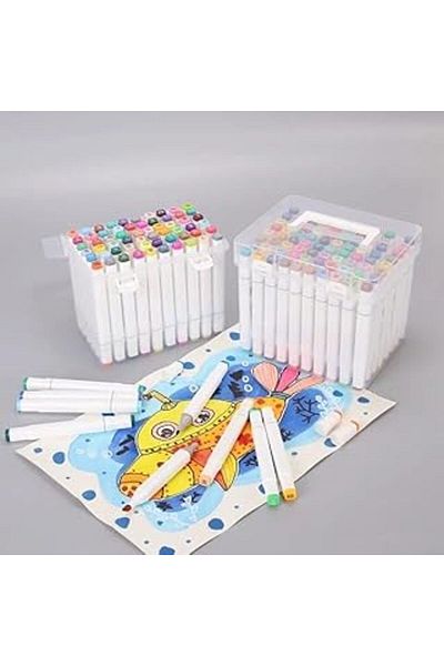 Mu Art Set of 48 Double Sided Marker Pens Felt Tip Pens for Artists and Designers 48 Pieces All Colors
