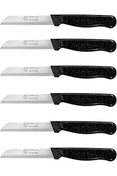 SH TICARET Solingen Germany Silvery Fruit Knife 6-Piece Black Peeling Chopping Slicer