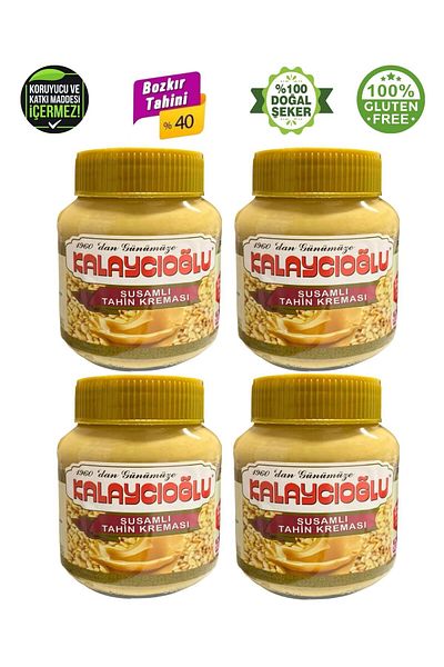 Kalaycıoğlu Bozkır Tahin Center Tahini Cream with Sesame 330Gr X 4 Pcs