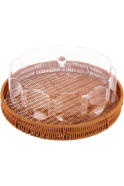 AKDC Rattan Cake Display Stand With Acrylicid - Modern And Durable Design