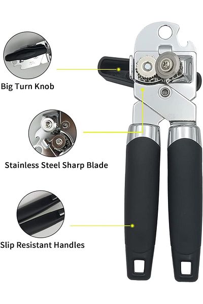 COOYA Can Opener, Handheld Strong Heavy Duty Stainless Steel , with  Handle for Opening Beer, Cans