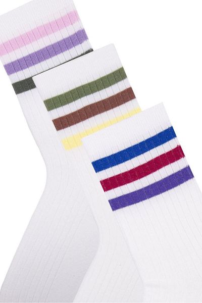 Bross Women's Circled 3-Piece Colorful Socks