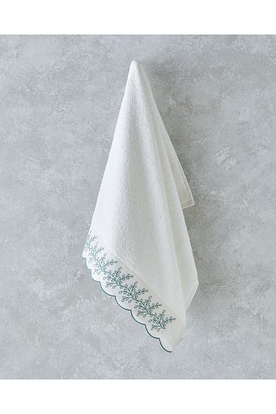 English Home Πετσέτα προσώπου Artistic Leafy Cotton Brocade 50x80 cm Ecru - Πράσινη