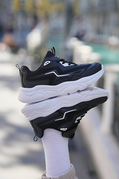 SOLAZER Pantofi de damă alb-negru - pantofi sport casual 026