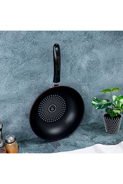 ROYALFORD 28 CM Carbon Steel Wok Pan with Non-Stick Coating- RF12121