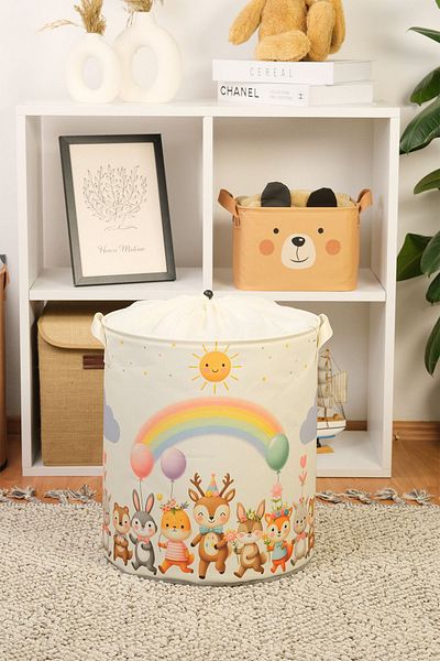 Rope Home Animal Print Cute Toy Storage Box - Πτυσσόμενη οργάνωση, 37x40