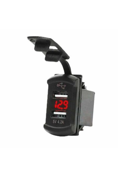 Motorobit Ekranlı 5V 2.1A Çift Çıkışlı USB Şarj Modülü Kırmızı