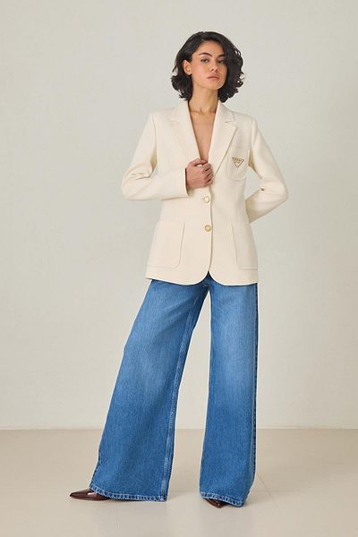 Setre Cream Double Button and Pocket Detailed Jacket