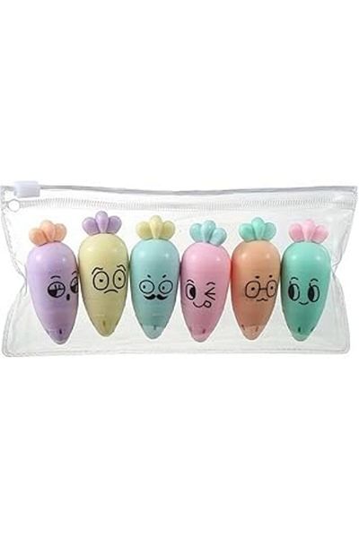 Hepta Collection Carrot Highlighter Marker Pen (Mini) 6 Pack, Multicolor Easyso290 Highlighter Pen Highlighter