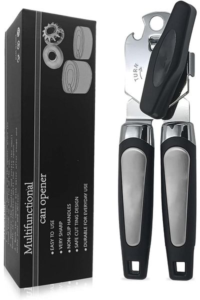 COOYA Can Opener, Handheld Strong Heavy Duty Stainless Steel , with  Handle for Opening Beer, Cans