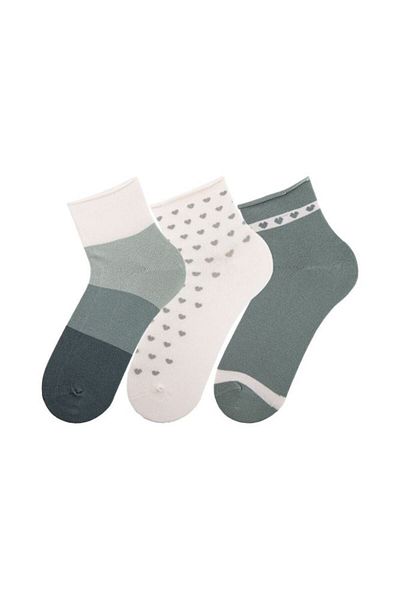 Bross Women's Striped Heart Pattern 3-Piece Elasticless Socks