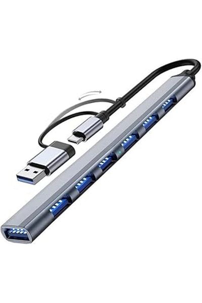 Mu Art Polham 7In1 Type C/Usb إلى 7X Usb 3.0 قارئ مكرر Hup محول، لوحة مفاتيح، ماوس، طابعة، قراءة USB
