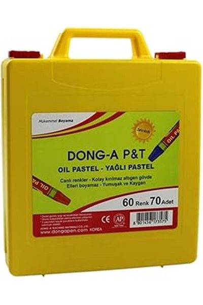 Dong-A 70 قطعة 60 لونًا من أقلام الباستيل مع حقيبة بلاستيكية
