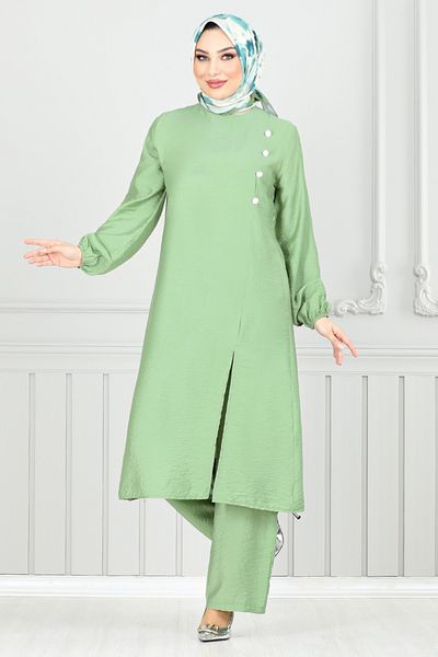 ModaMerve Side Button Hijab Suit 4075Pm1063-M