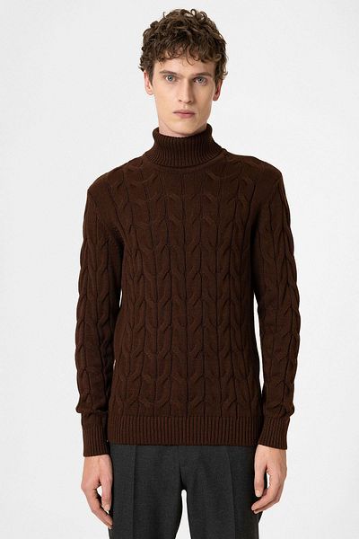 Antioch Dark Brown Braided Men's Sweater