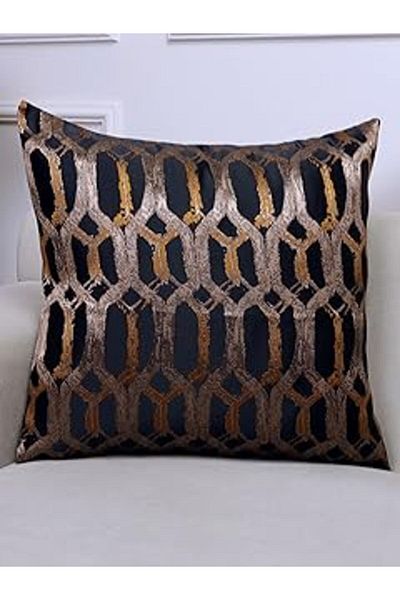NZM TİCARET Vanilla Home Hexagon Black Color Patterned 50X50 Square Throw Pillow Cover