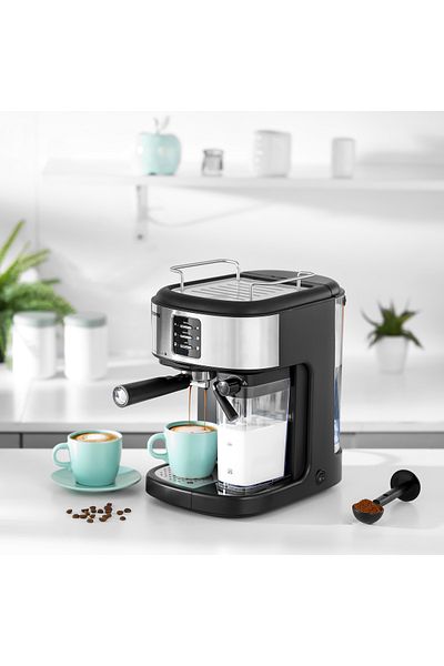 Geepas Espresso and Cappuccino Coffee Machine- GCM1215SA|Black and Silver