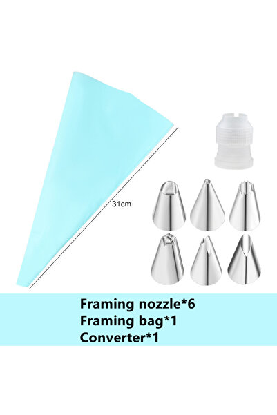 Choice4 مجموعة أدوات تزيين الكيك الزرقاء - 8 قطع - أكياس معجنات سيليكون - قمع...