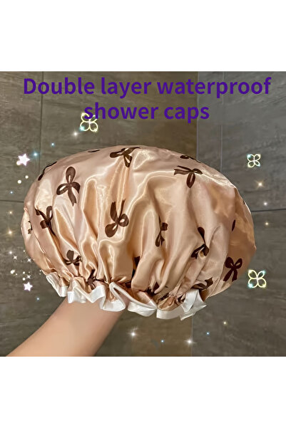 Choice1 1 قطعة 1 قطعة قبعات استحمام مزدوجة الطبقات، غطاء رأس مطبوع، قبعات است...