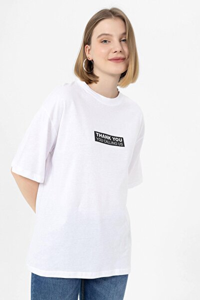 ŞİMAL Жіноча футболка Oversize з принтом на спині 250308 -