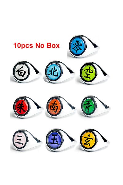 BANDAI 10ocs NO Box 10PCS/Set Anime Naruto Akatsuki Itachi Metal Rings Cartoon Cosplay Accessory Jewerly Pr