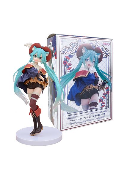 BANDAI With Box Anime Hatsune Miku Figure Fairy Tale Wonderland Hatsune Miku Puss in Boots Kawaii Action Fi