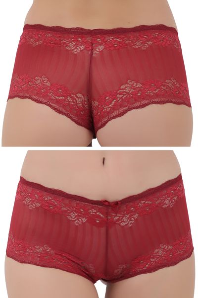 Merry Secret's Women's Lace Detailed Transparent Short Shorts Boxer