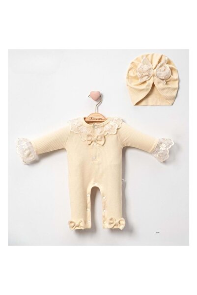 gültekin bebe Cayzen Brode İşlemeli Kız Tulum 1057254 - KREM
